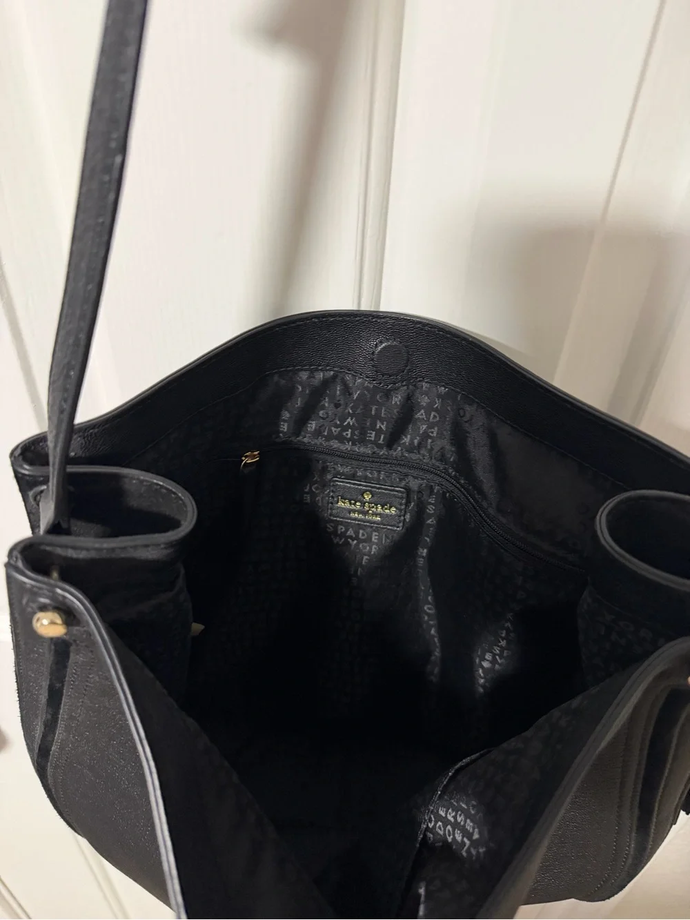 kate spade Black Pebble Leather Shoulder Bag with Tassel